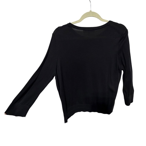 LOFT Black 100% Cotton Button Front Cardigan Lightweight Classic Minimalist XL - Picture 6 of 8